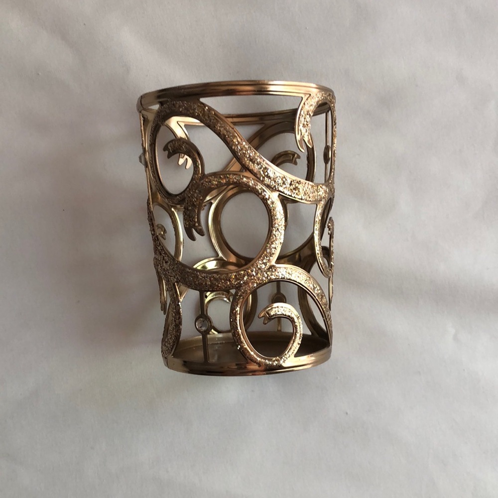 Bath & Body Works Rare & Retired Candle Holder | Gold Sparkle Swirl | 6.3 oz